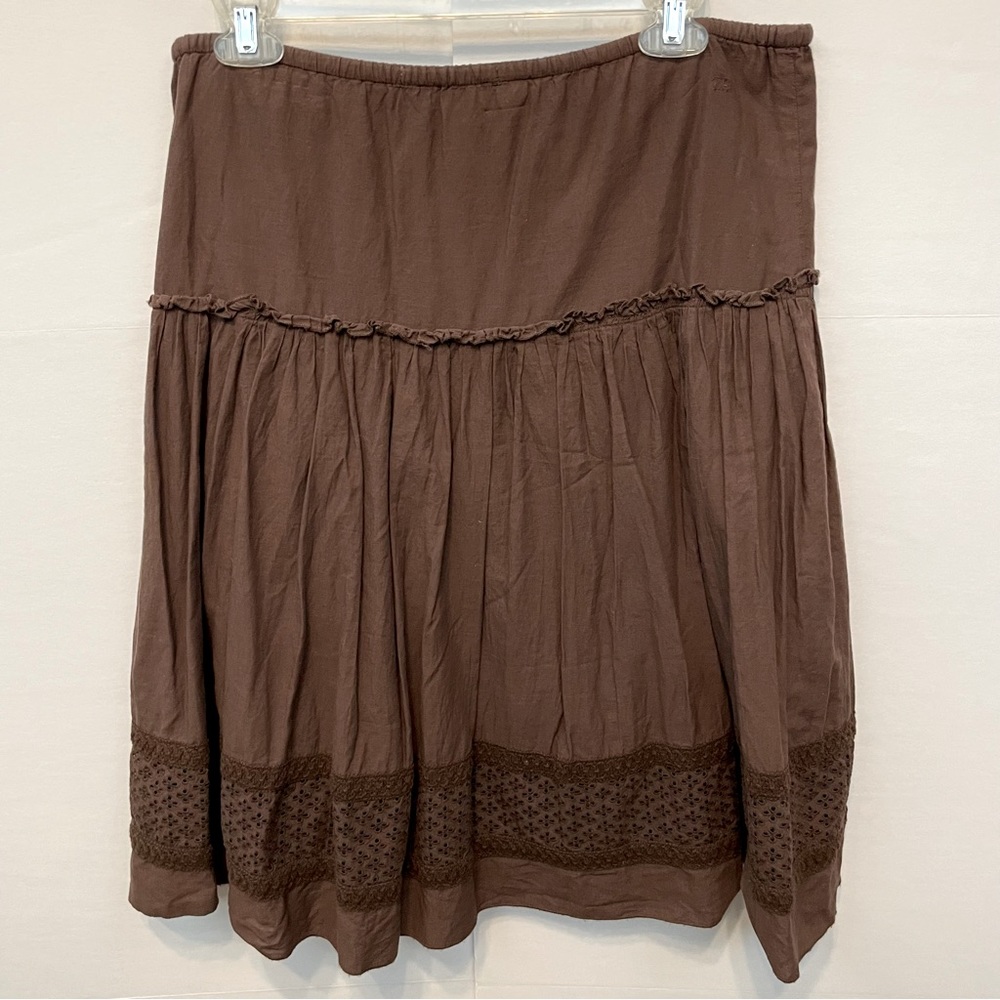 Tommy Hilfiger Midi Peasant/Boho/Gypsy Brown Skirt Sz 6 - Picture 2 of 8